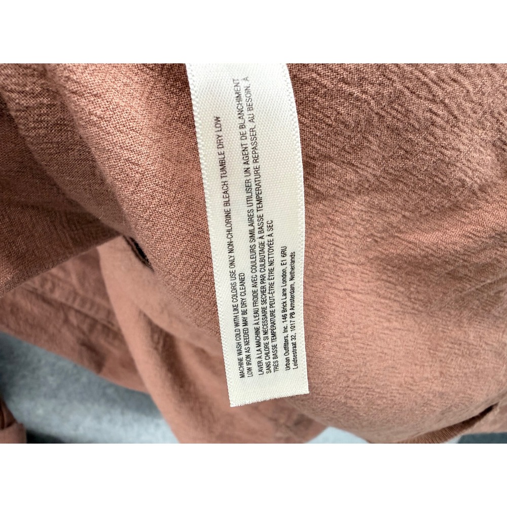 Free People Cerise Mini Dress Women M Brown Boho Puff Sleeve Square Neck Cotton - Picture 6 of 11